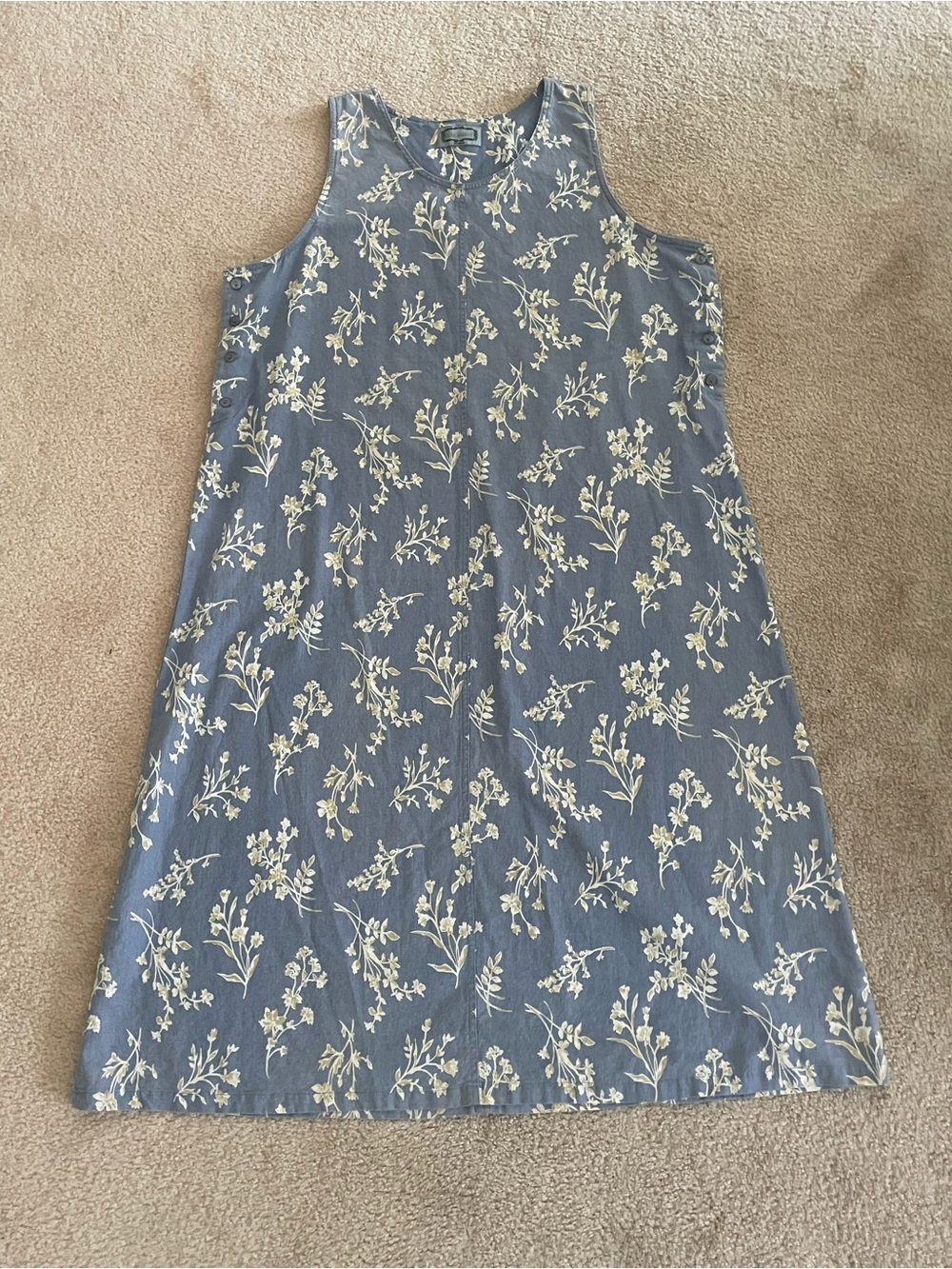 Vintage Jane Ashley Blue Floral Cottagecore Midi Shift Dress Women's 1X EUC